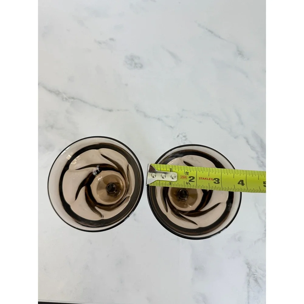VTG Pair (2) Fostoria Jamestown Brown Swirl Water Goblets 5 7/8